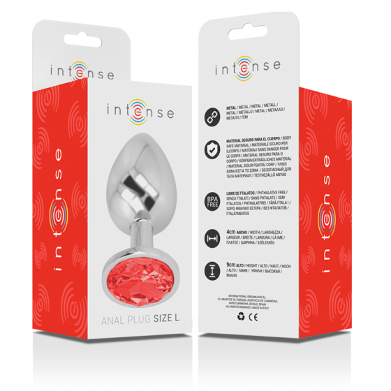 INTENSE - ALUMINUM METAL ANAL PLUG WITH RED CRYSTAL SIZE L INTENSE ANAL TOYS - 7