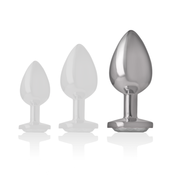 INTENSE - ALUMINUM METAL ANAL PLUG WITH SILVER CRYSTAL SIZE L INTENSE ANAL TOYS - 6