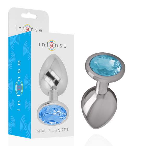 INTENSE - ALUMINUM METAL ANAL PLUG WITH BLUE CRYSTAL SIZE L INTENSE ANAL TOYS - 1