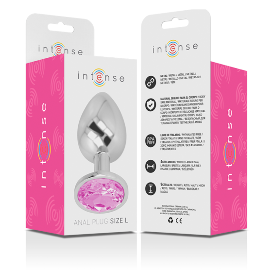 INTENSE - ALUMINUM METAL ANAL PLUG WITH PINK CRYSTAL SIZE L INTENSE ANAL TOYS - 7