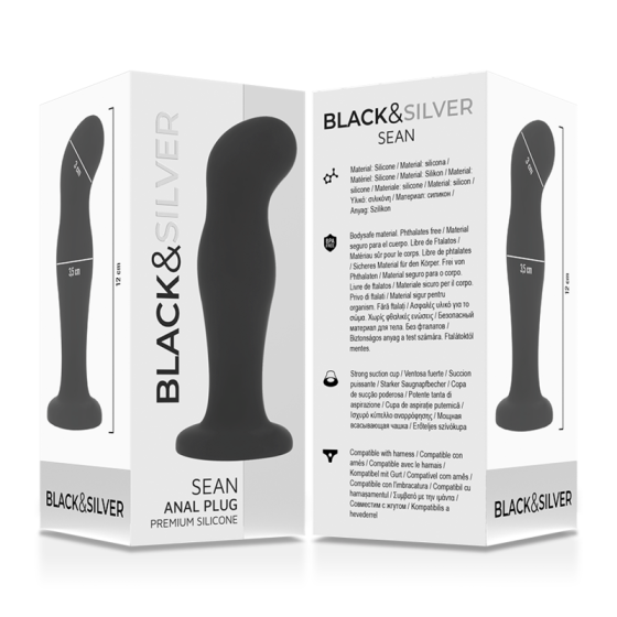 BLACK&SILVER - SEAN PLUG ANAL PREMIUM SILICONE BLACK BLACK&SILVER - 7