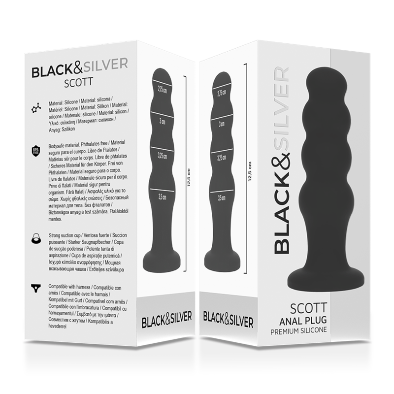 BLACK&SILVER - SCOTT PREMIUM SILICONE ANAL PLUG BLACK BLACK&SILVER - 6
