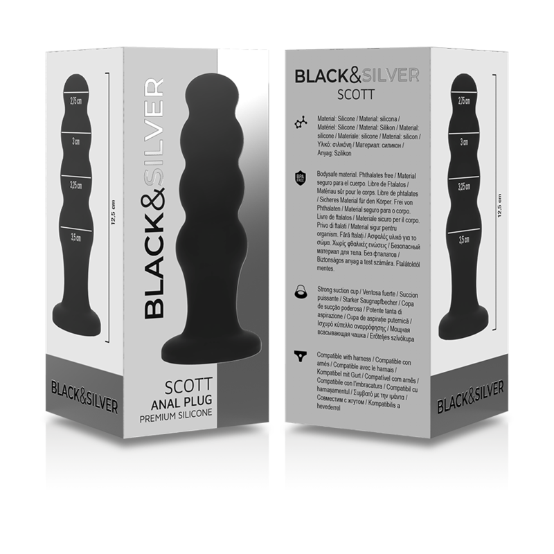 BLACK&SILVER - SCOTT PREMIUM SILICONE ANAL PLUG BLACK BLACK&SILVER - 7