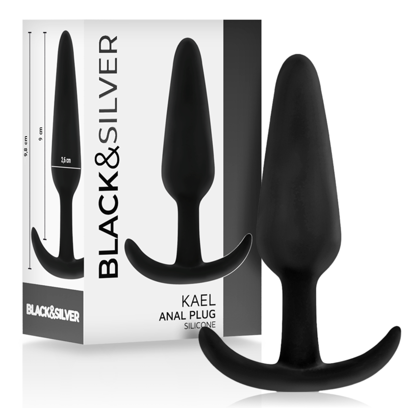 BLACK&SILVER - KAEL SILICONE ANAL PLUG WITH MEDIUM HANDLE BLACK&SILVER - 1