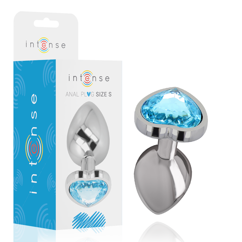 INTENSE - ALUMINUM METAL ANAL PLUG BLUE HEART SIZE S INTENSE ANAL TOYS - 1