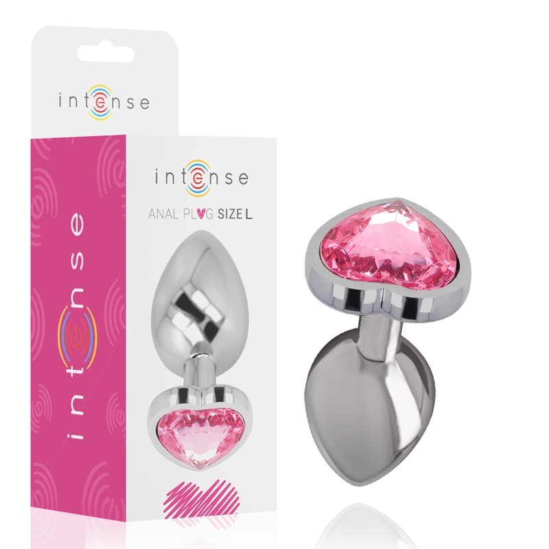 INTENSE - ALUMINUM METAL ANAL PLUG PINK HEART SIZE L INTENSE ANAL TOYS - 1