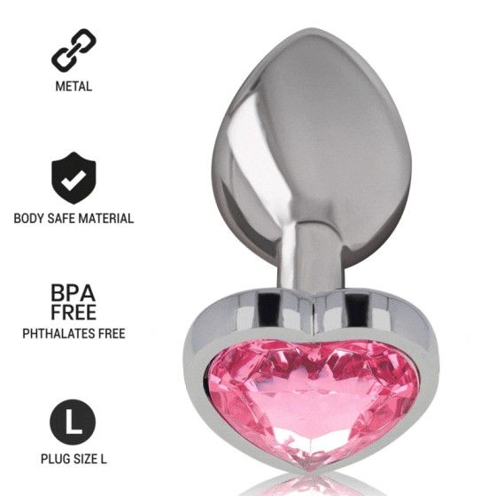 INTENSE - ALUMINUM METAL ANAL PLUG PINK HEART SIZE L INTENSE ANAL TOYS - 7