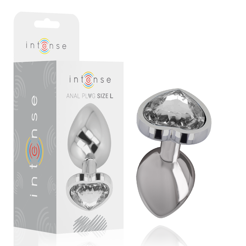 INTENSE - ANAL PLUG METAL ALUMINUM WHITE HEART SIZE L INTENSE ANAL TOYS - 1