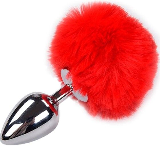 ALIVE - ANAL PLEASURE PLUG SMOOTH METAL FLUFFY RED SIZE S ALIVE - 1
