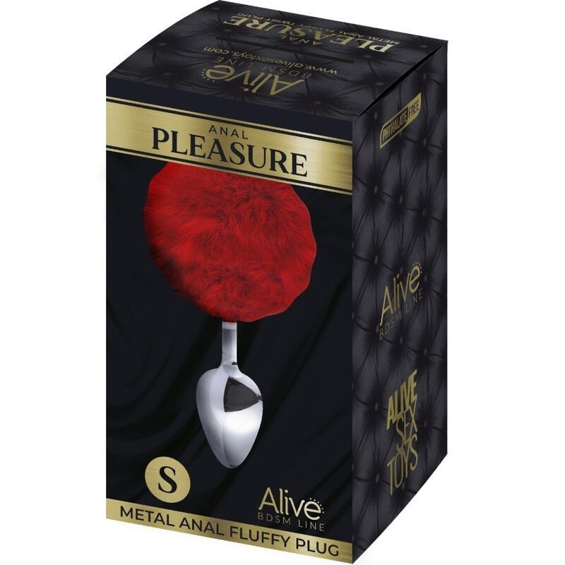 ALIVE - ANAL PLEASURE PLUG SMOOTH METAL FLUFFY RED SIZE S ALIVE - 2