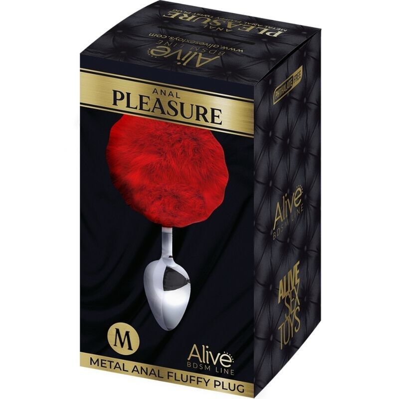 ALIVE - ANAL PLEASURE PLUG SMOOTH METAL FLUFFY RED SIZE M ALIVE - 2