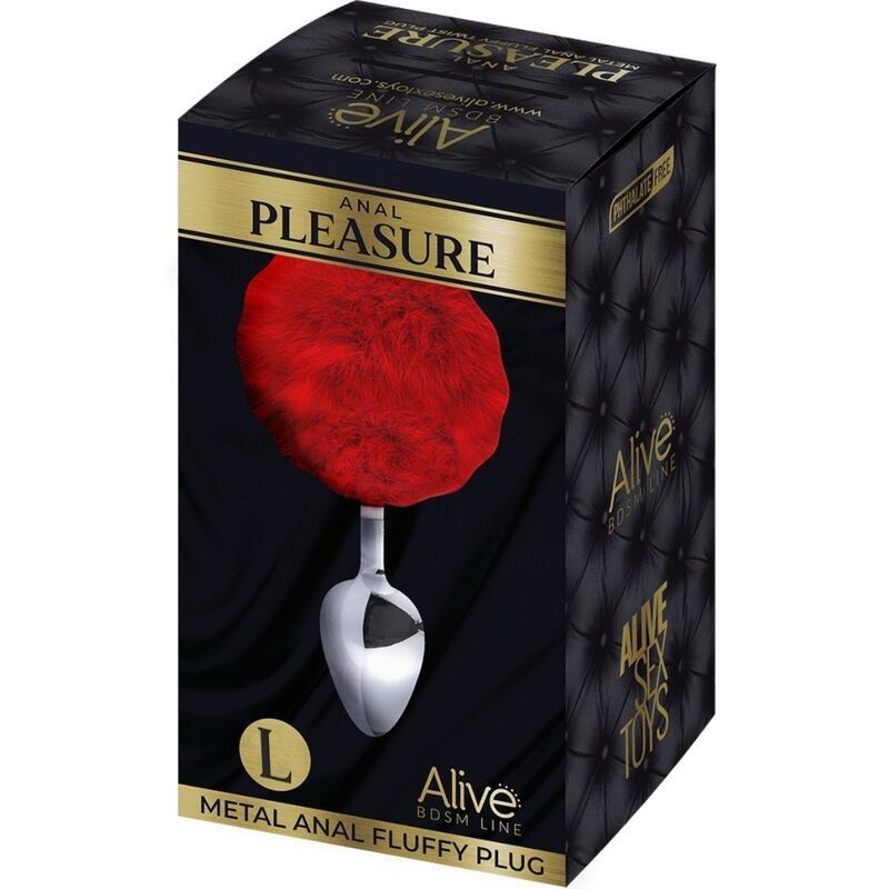 ALIVE - ANAL PLEASURE PLUG SMOOTH METAL FLUFFY RED SIZE L ALIVE - 2