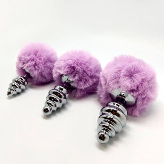 ALIVE - ANAL PLEASURE PLUG SPIRAL METAL FLUFFY VIOLET SIZE S ALIVE - 3