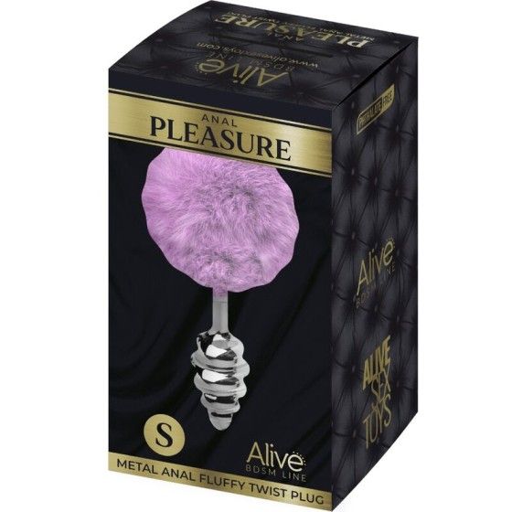 ALIVE - ANAL PLEASURE PLUG SPIRAL METAL FLUFFY VIOLET SIZE S ALIVE - 4