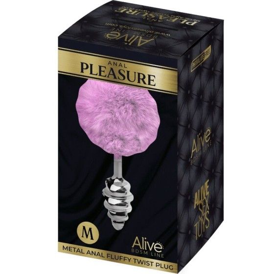 ALIVE - ANAL PLEASURE PLUG SPIRAL METAL FLUFFY VIOLET SIZE M ALIVE - 4