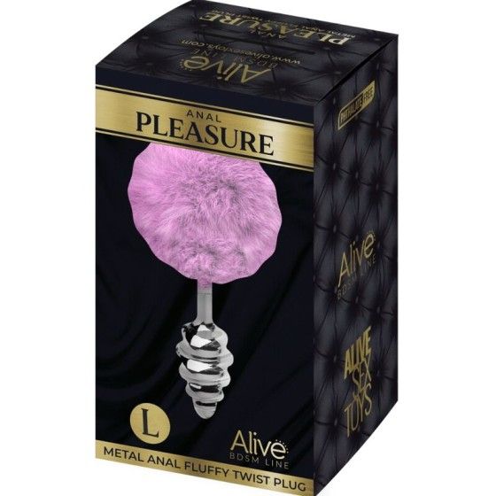 ALIVE - ANAL PLEASURE PLUG SPIRAL METAL FLUFFY VIOLET SIZE L ALIVE - 4