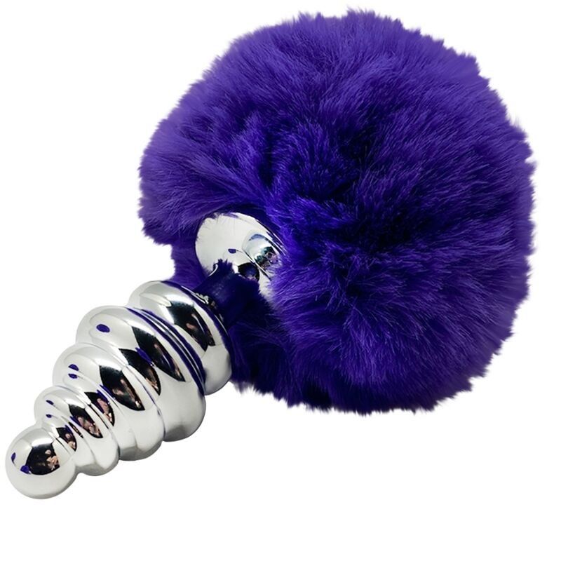 ALIVE - ANAL PLEASURE PLUG SPIRAL METAL FLUFFY DARK VIOLET SIZE M ALIVE - 1