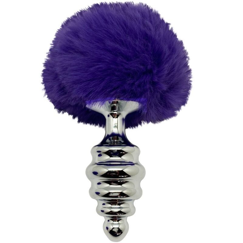 ALIVE - ANAL PLEASURE PLUG SPIRAL METAL FLUFFY DARK VIOLET SIZE M ALIVE - 3