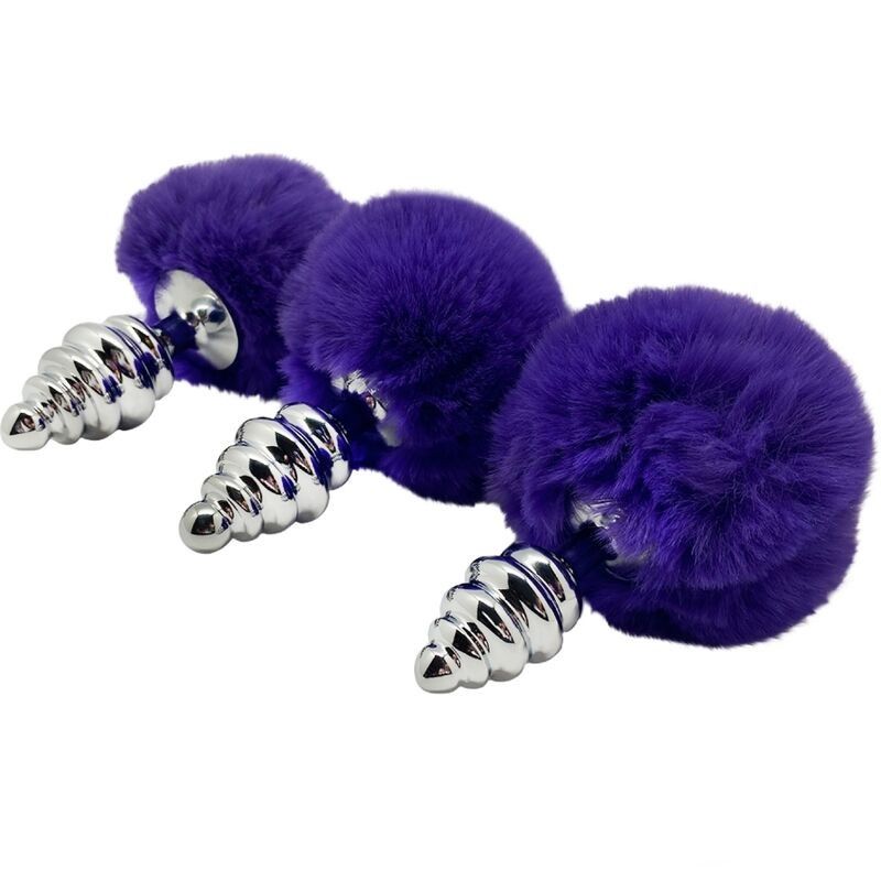 ALIVE - ANAL PLEASURE PLUG SPIRAL METAL FLUFFY DARK VIOLET SIZE M ALIVE - 4