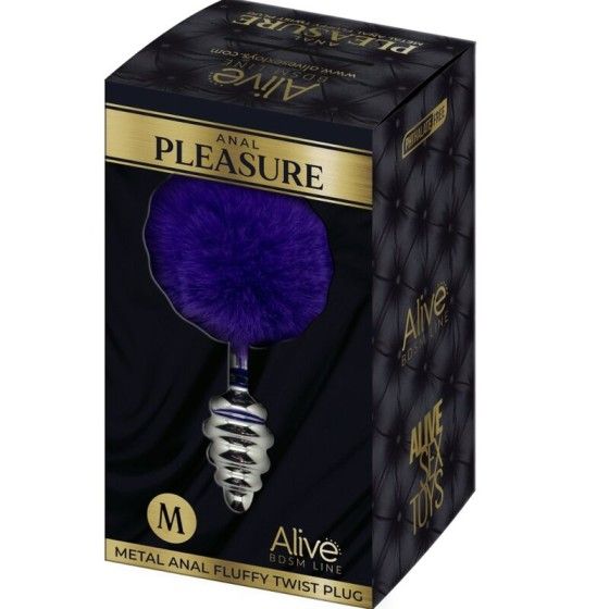 ALIVE - ANAL PLEASURE PLUG SPIRAL METAL FLUFFY DARK VIOLET SIZE M ALIVE - 5