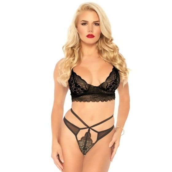 LEG AVENUE - 2 PIECES SET STRAPPY CUT G STRING S/M LEG AVENUE SETS - 1