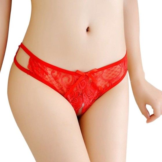 QUEEN LINGERIE - PANTIES WITH OPENING ONE SIZE RED QUEEN LINGERIE - 3