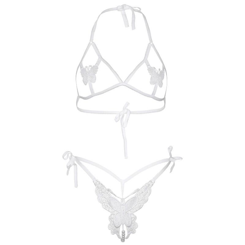 LEG AVENUE - TWO PIECES SET BRA AND PANTY OF BUTTERFLIES & PEARLS ONE SIZE - WHITE LEG AVENUE SETS - 5