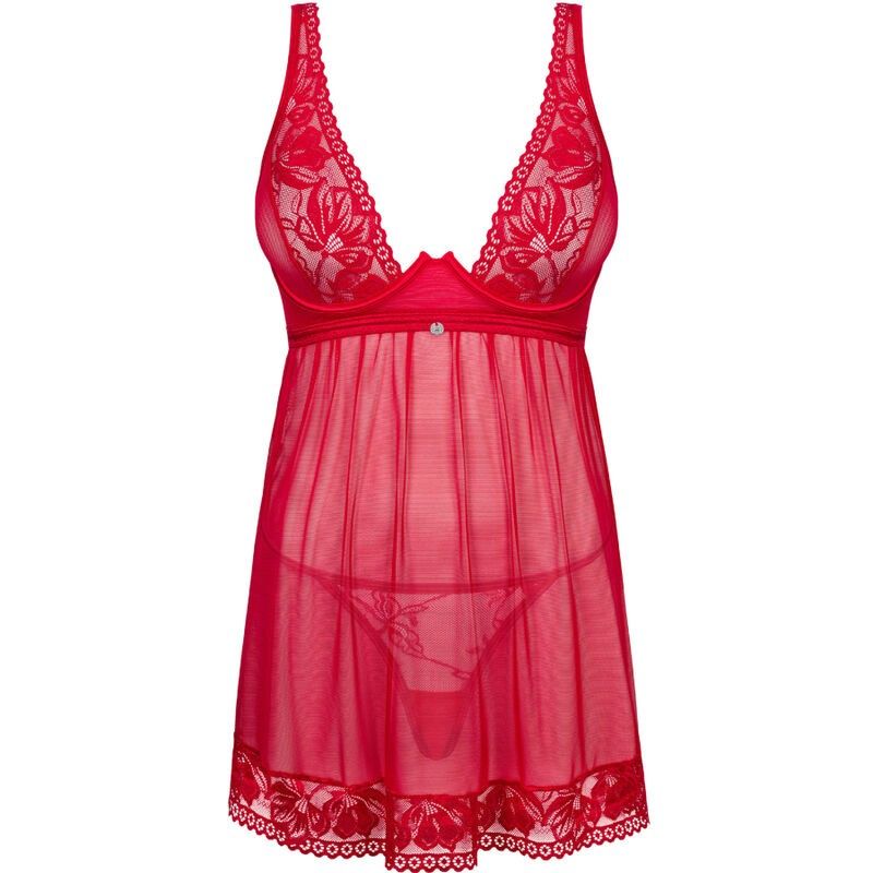 OBSESSIVE - LACELOVE BABYDOLL & THONG RED XS/S OBSESSIVE BABYDOLL - 5