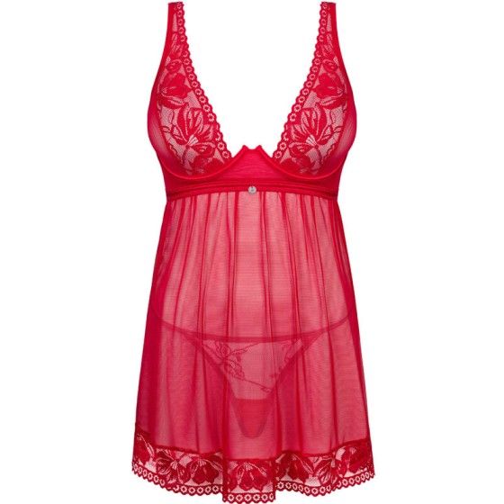 OBSESSIVE - LACELOVE BABYDOLL & THONG RED M/L OBSESSIVE BABYDOLL - 5