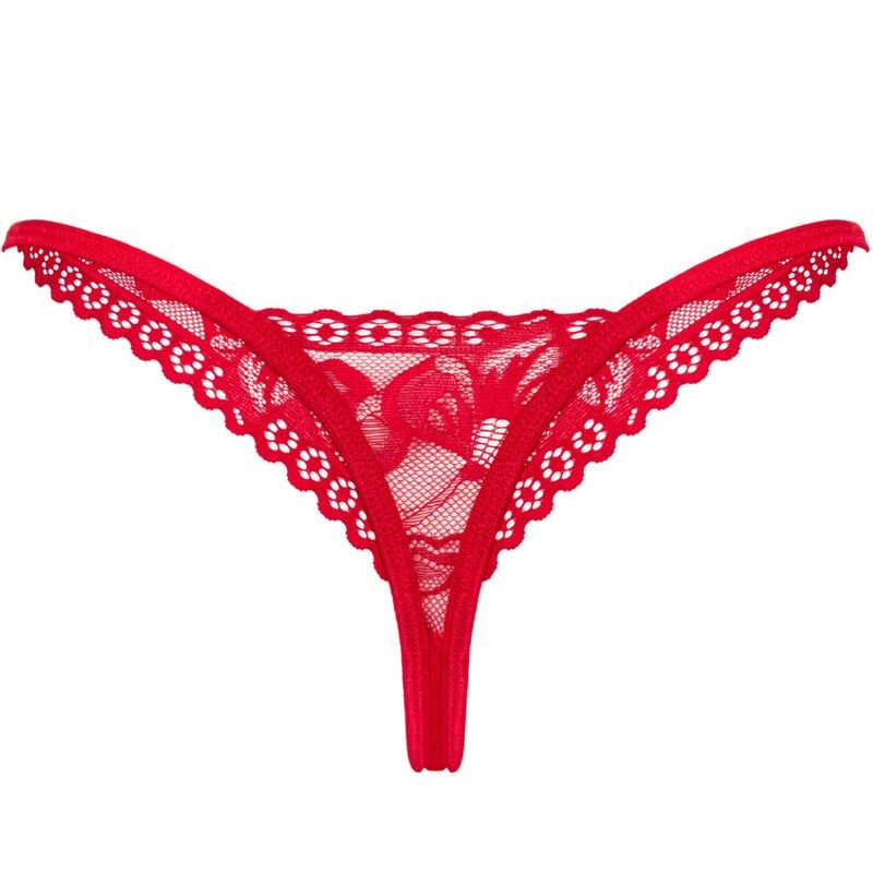 OBSESSIVE - LACELOVE THONG RED XL/XXL OBSESSIVE PANTIES & THONG - 6