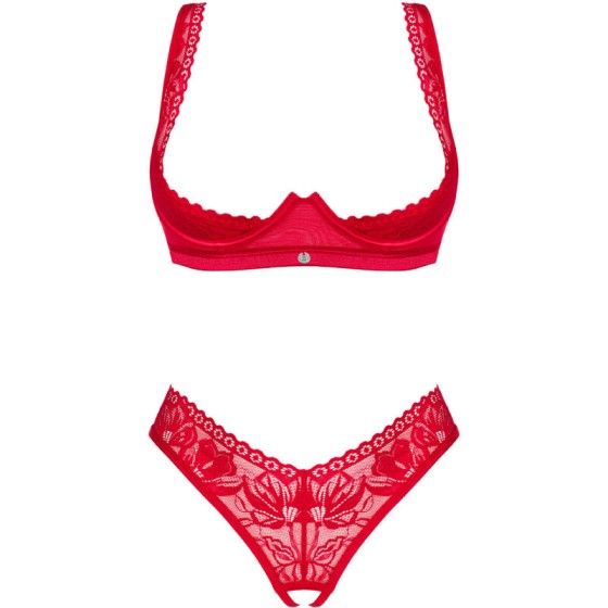 OBSESSIVE - LACELOVE SET TWO PIECES CUPLESS RED XS/S OBSESSIVE SETS - 5