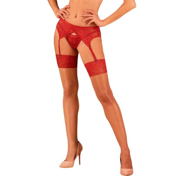 OBSESSIVE - LACELOVE STOCKINGS RED XS/S OBSESSIVE GARTER & STOCKINGS - 1