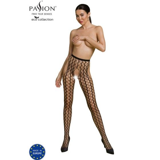 PASSION - ECO COLLECTION BODYSTOCKING ECO S007 BLACK PASSION WOMAN GARTER & STOCK - 1
