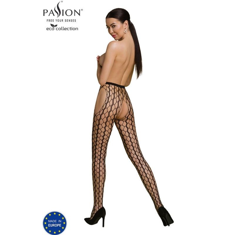 PASSION - ECO COLLECTION BODYSTOCKING ECO S007 BLACK PASSION WOMAN GARTER & STOCK - 2