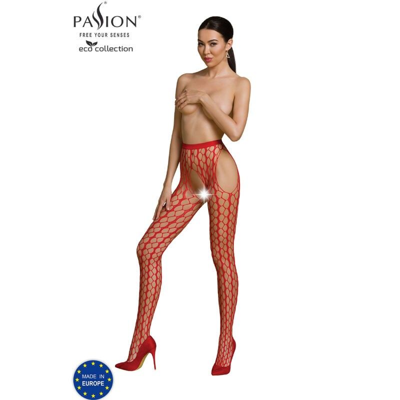 PASSION - ECO COLLECTION BODYSTOCKING ECO S007 RED PASSION WOMAN GARTER & STOCK - 1