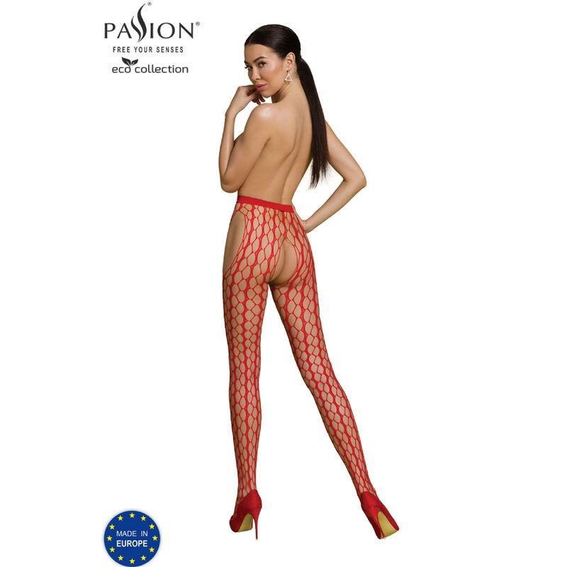 PASSION - ECO COLLECTION BODYSTOCKING ECO S007 RED PASSION WOMAN GARTER & STOCK - 2