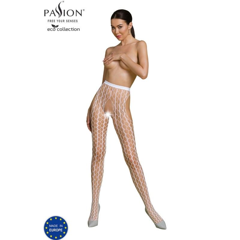 PASSION - ECO COLLECTION BODYSTOCKING ECO S007 WHITE PASSION WOMAN GARTER & STOCK - 1