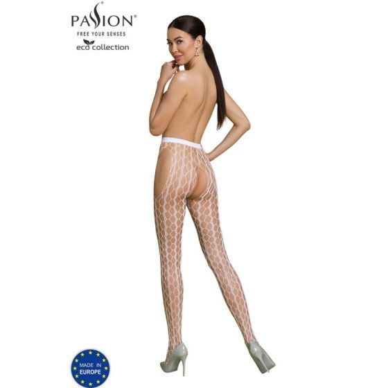 PASSION - ECO COLLECTION BODYSTOCKING ECO S007 WHITE PASSION WOMAN GARTER & STOCK - 2