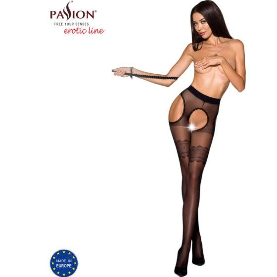 PASSION - TIOPEN 002 BLACK TIGHTS 3/4 20 DEN PASSION WOMAN GARTER & STOCK - 1