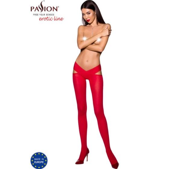 PASSION - TIOPEN 005 RED TIGHTS 1/2 60 DEN PASSION WOMAN GARTER & STOCK - 1