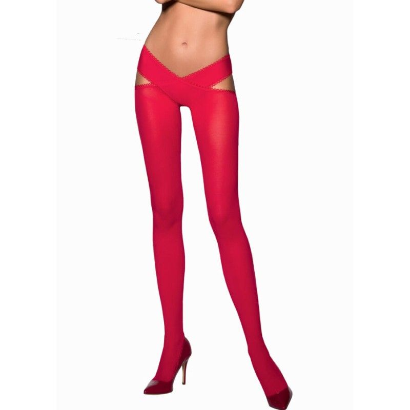 PASSION - TIOPEN 005 RED TIGHTS 1/2 60 DEN PASSION WOMAN GARTER & STOCK - 2