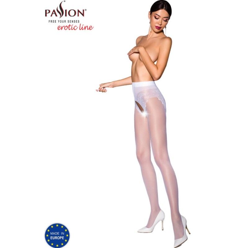 PASSION - TIOPEN 006 WHITE TIGHTS 1/2 30 DEN PASSION WOMAN GARTER & STOCK - 1