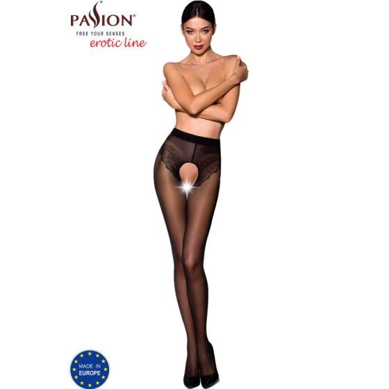 PASSION - TIOPEN 006 BLACK TIGHTS 1/2 30 DEN PASSION WOMAN GARTER & STOCK - 1