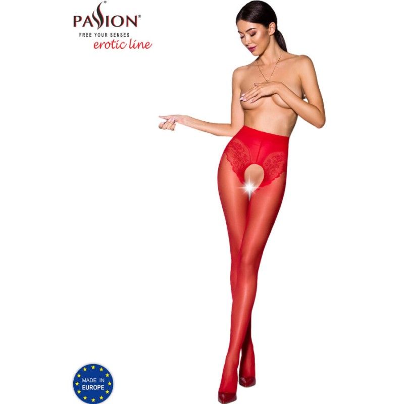 PASSION - TIOPEN 006 RED TIGHTS 1/2 30 DEN PASSION WOMAN GARTER & STOCK - 1