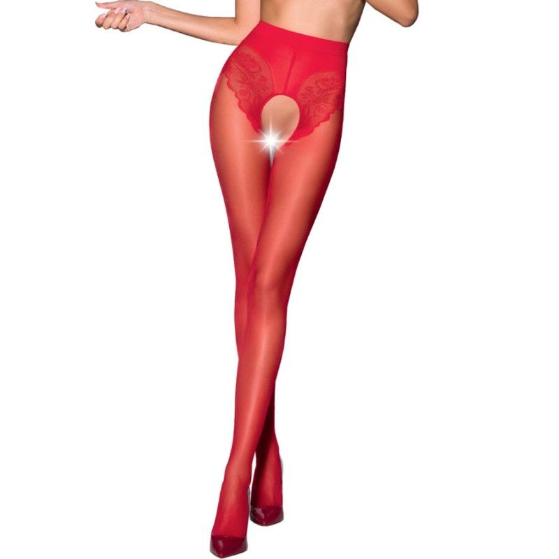 PASSION - TIOPEN 006 RED TIGHTS 1/2 30 DEN PASSION WOMAN GARTER & STOCK - 2