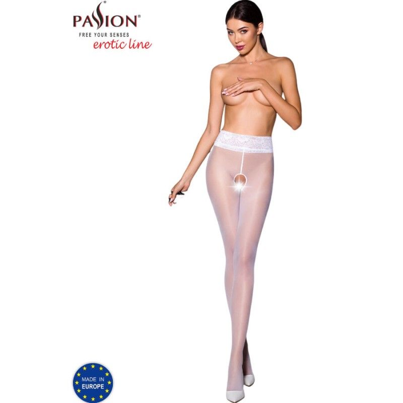 PASSION - TIOPEN 008 WHITE TIGHTS 1/2 30 DEN PASSION WOMAN GARTER & STOCK - 1