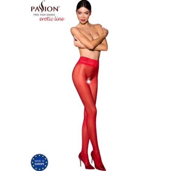 PASSION - TIOPEN 008 RED TIGHTS 1/2 30 DEN PASSION WOMAN GARTER & STOCK - 1