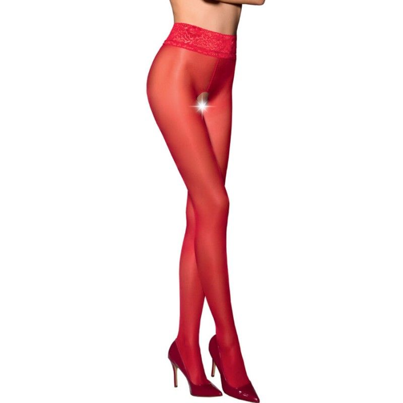 PASSION - TIOPEN 008 RED TIGHTS 1/2 30 DEN PASSION WOMAN GARTER & STOCK - 2