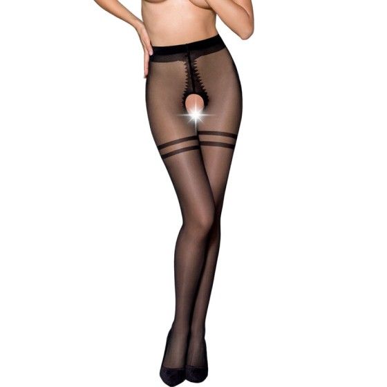 PASSION - TIOPEN 015 BLACK TIGHTS 1/2 20 DEN PASSION WOMAN GARTER & STOCK - 3