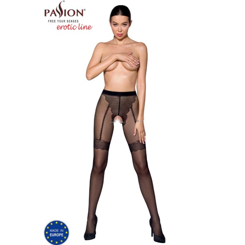 PASSION - TIOPEN 016 BLACK TIGHTS 1/2 20 DEN PASSION WOMAN GARTER & STOCK - 1